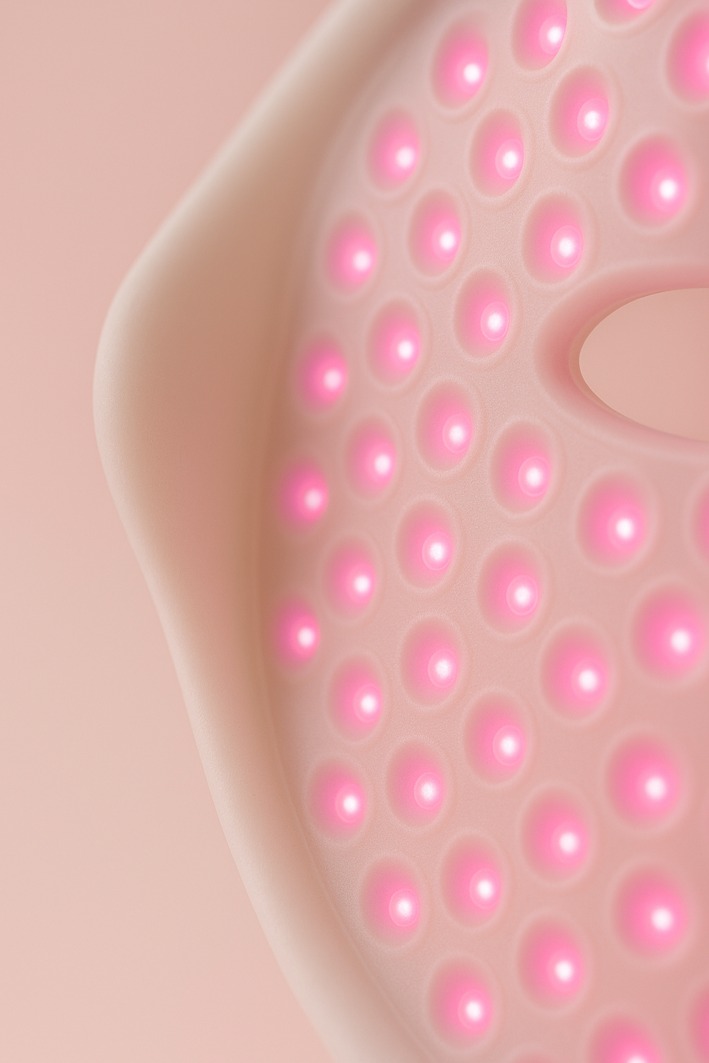 Detalle macro de las luces LED de la mascarilla NovaHonor